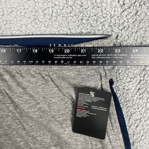 Hanes Men's 3XL Grey Blue 2-Pack Cotton Knit Shorts Waistband & Pockets - Picture 8 of 13